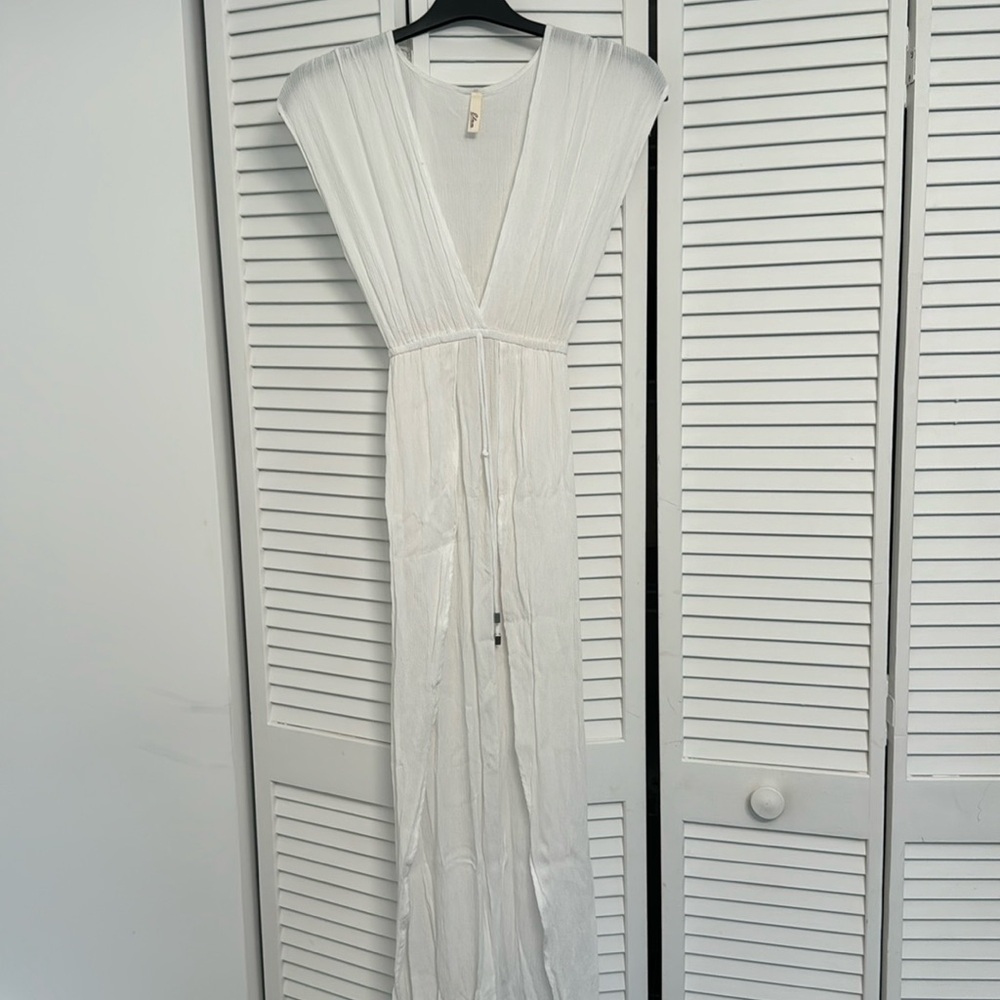 Elan Long white sheer beach cover up